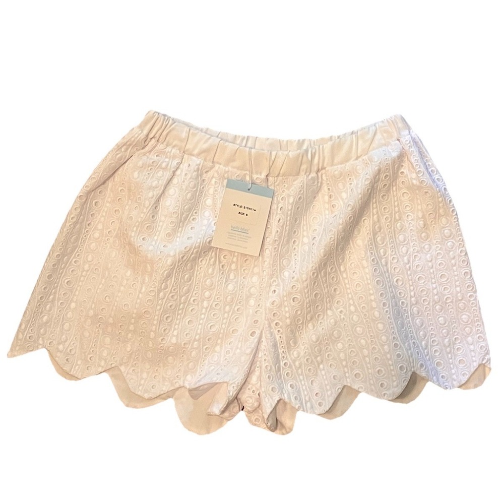 BELLA BLISS Shorts White Eyelet NWT Girls Sz S Scalloped Hem